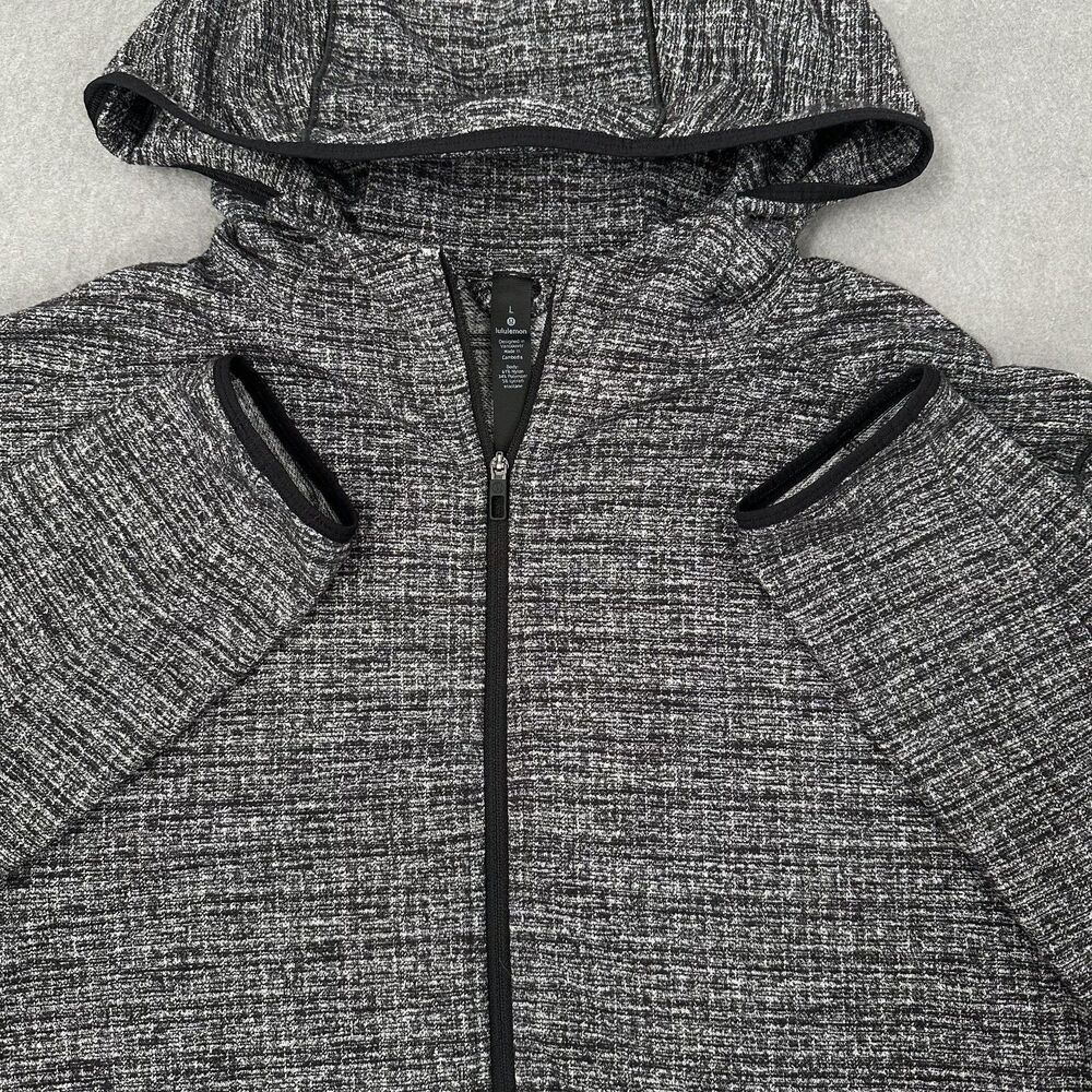 Lululemon Hooded Jacket Mens Large Full Zip Surge Warm Rulu Grey Black Running